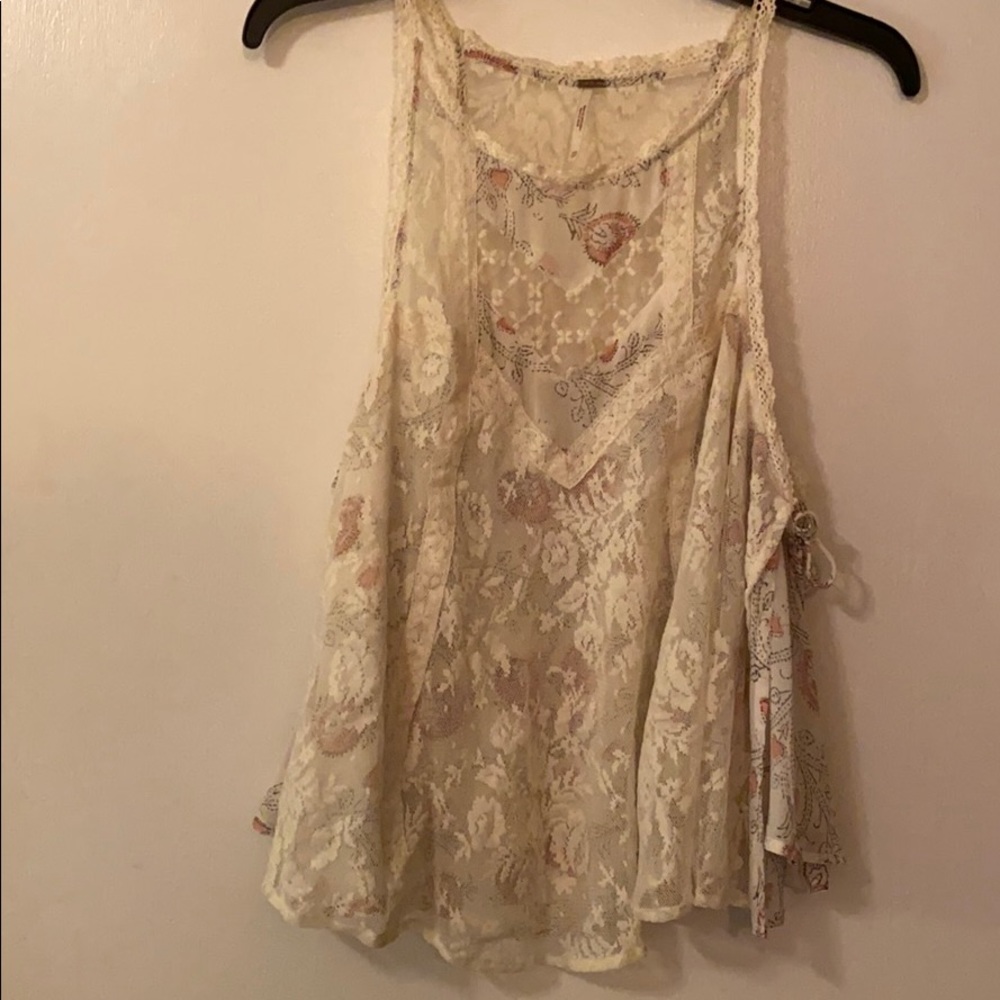 White and floral Free People Blouse